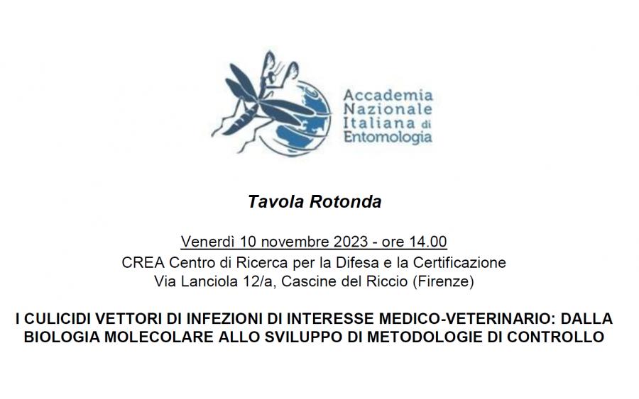 Tavola Rotonda. I culicidi vettori di infezioni di interesse medico-veterinario: dalla biologia allo sviluppo molecolare di controllo